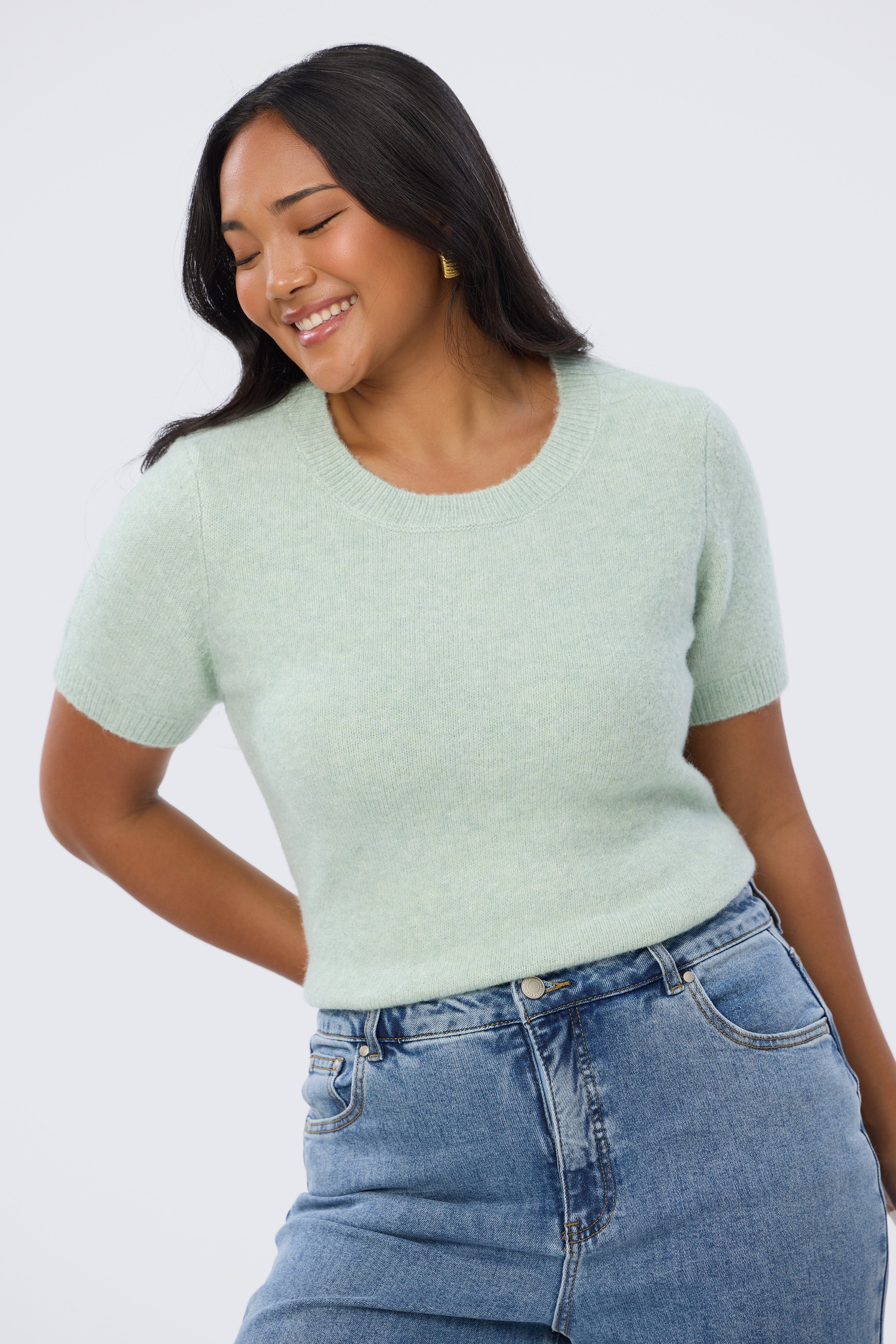 Textured Short Sleeve Knit Top